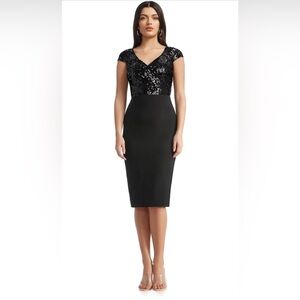 Dress the Population Black Sequin Midi Dress